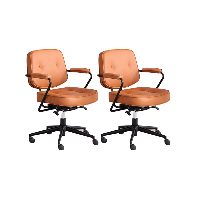 Contemporary Padded Arms Task Chair Leather Desk Chair for Office