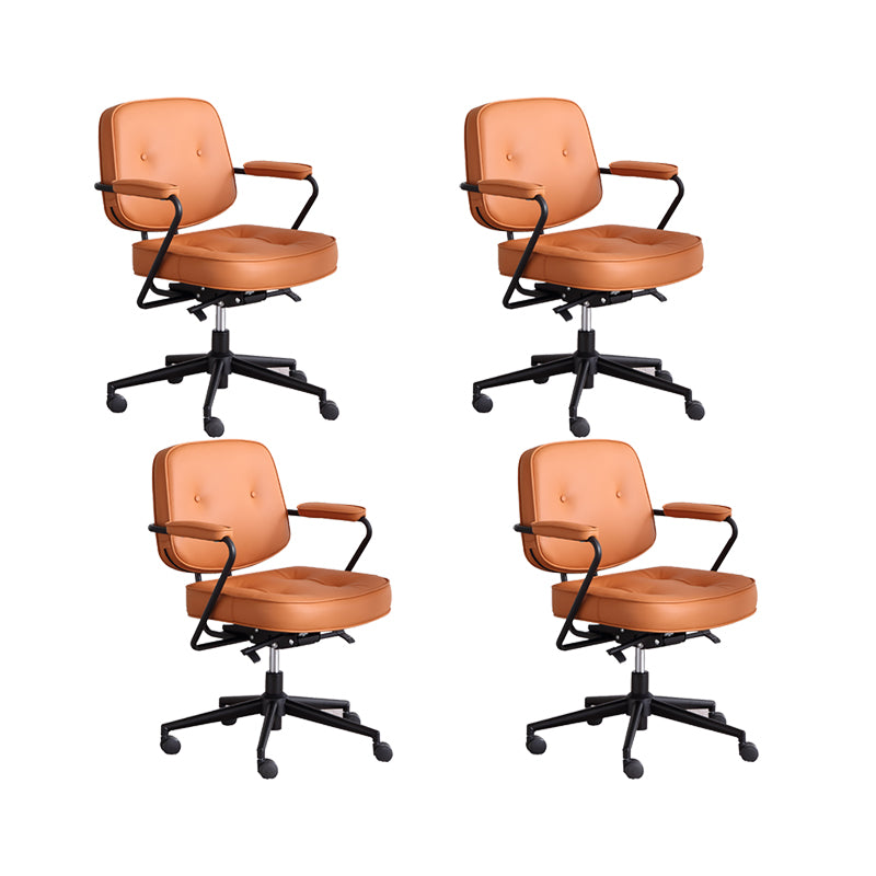 Contemporary Padded Arms Task Chair Leather Desk Chair for Office