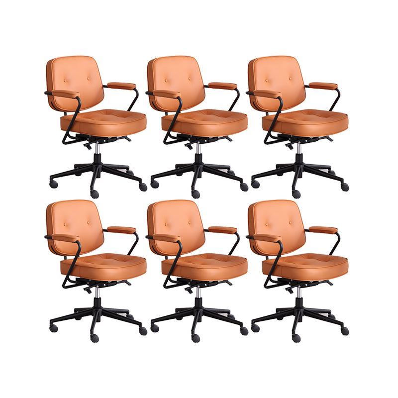 Contemporary Padded Arms Task Chair Leather Desk Chair for Office