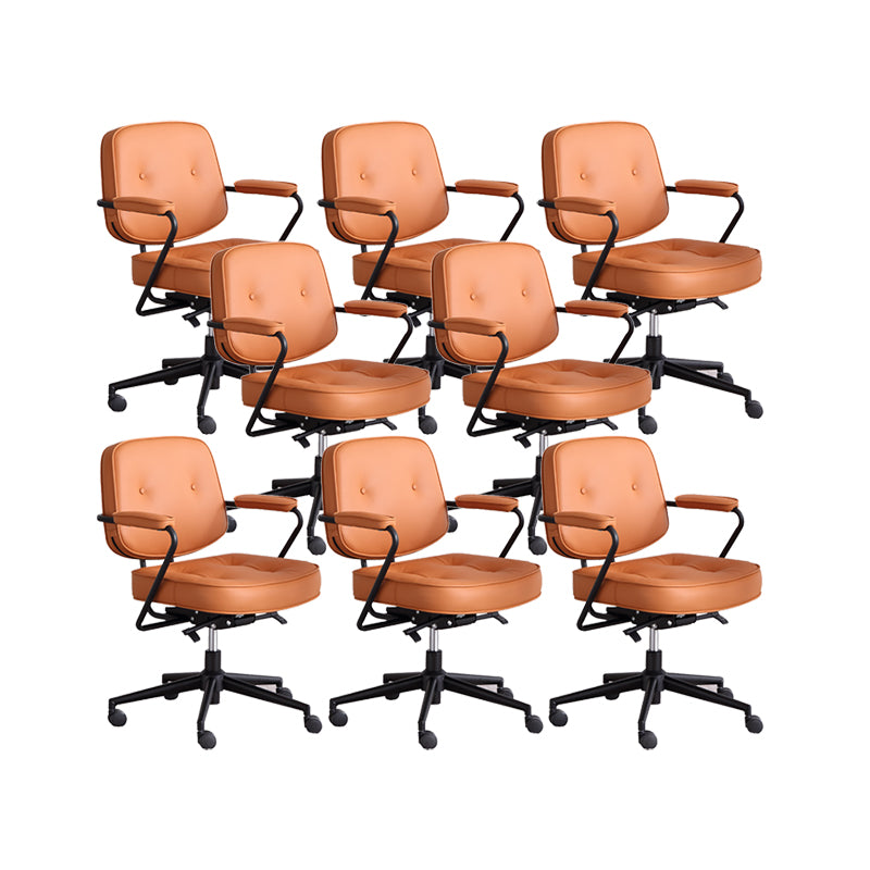 Contemporary Padded Arms Task Chair Leather Desk Chair for Office