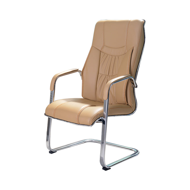 Modern Upholstered Office Chair No Wheels Fixed Arms No Distressing Desk Chair