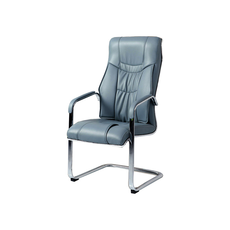 Modern Upholstered Office Chair No Wheels Fixed Arms No Distressing Desk Chair