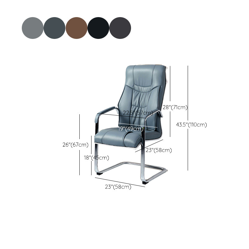 Modern Upholstered Office Chair No Wheels Fixed Arms No Distressing Desk Chair