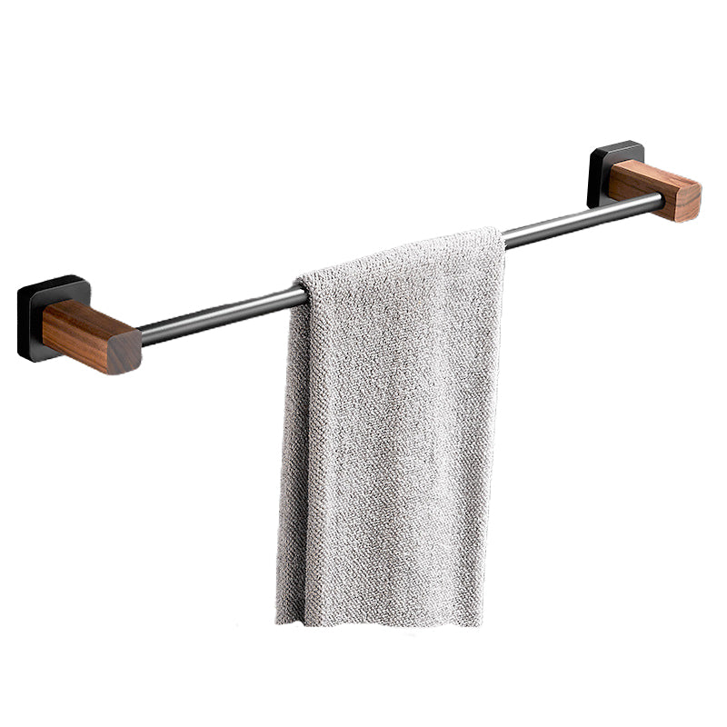 Wood & Aluminum Bath Hardware Set Brown Bathroom Accessory Kit