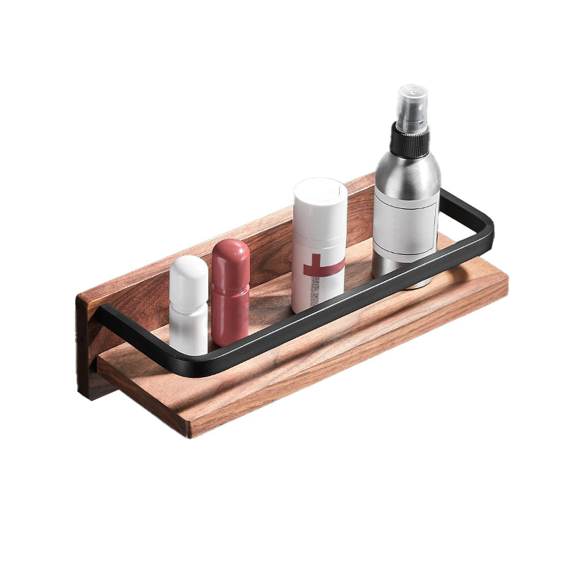 Wood & Aluminum Bath Hardware Set Brown Bathroom Accessory Kit