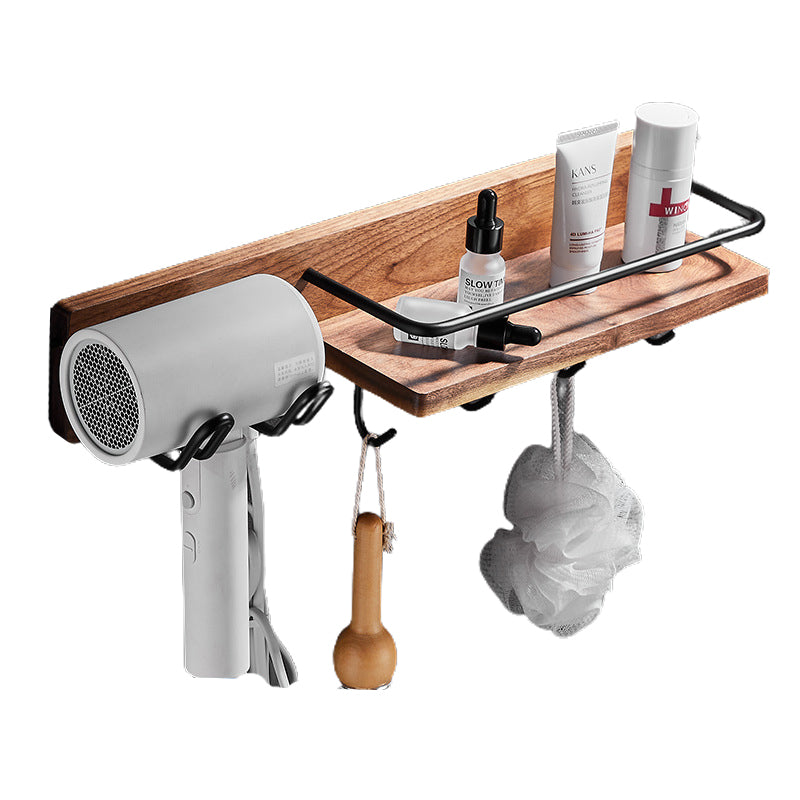 Wood & Aluminum Bath Hardware Set Brown Bathroom Accessory Kit