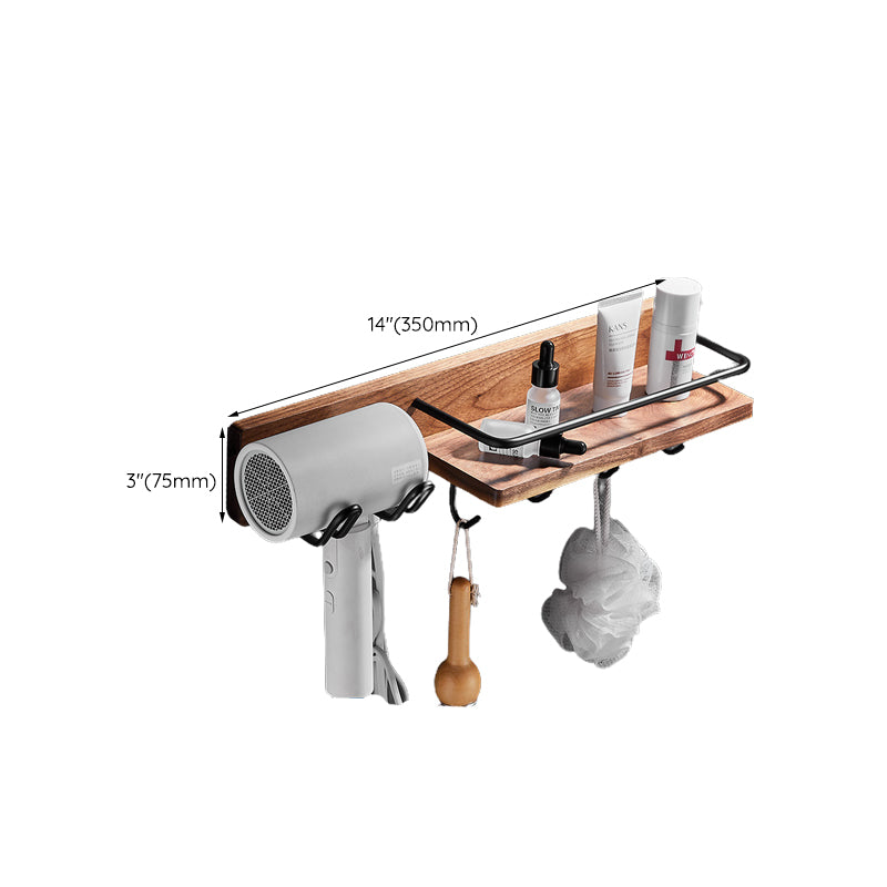 Wood & Aluminum Bath Hardware Set Brown Bathroom Accessory Kit