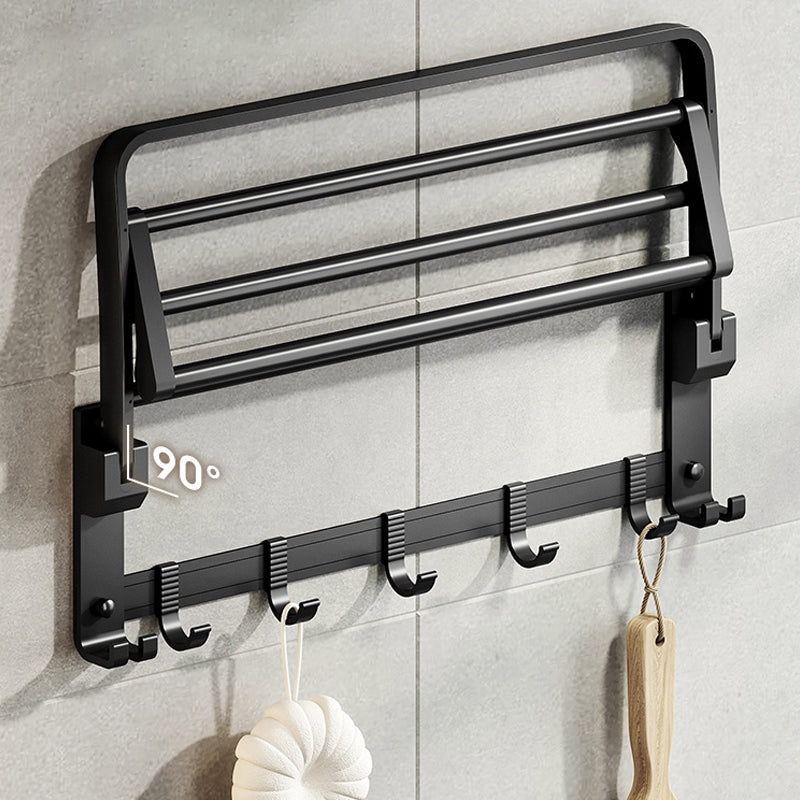 Contemporary Black Finish Bathroom Accessory Set with Bath Shelf/Towel Bar