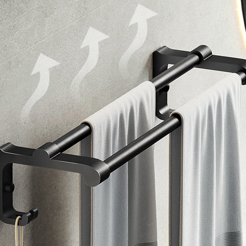 Contemporary Black Finish Bathroom Accessory Set with Bath Shelf/Towel Bar