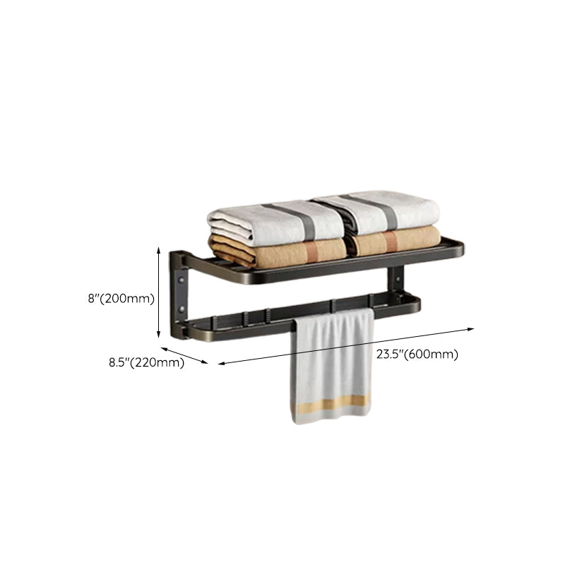 Contemporary Black Finish Bathroom Accessory Set with Bath Shelf/Towel Bar