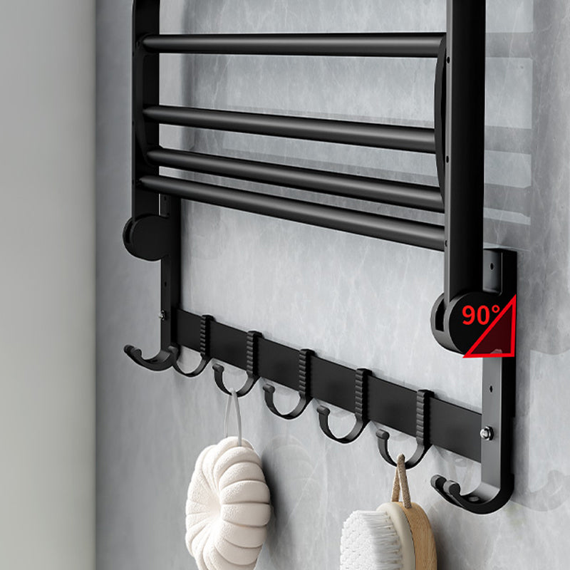 Classic Bath Hardware Set in Aluminum Black Finish Robe Hooks/ Towel Bar