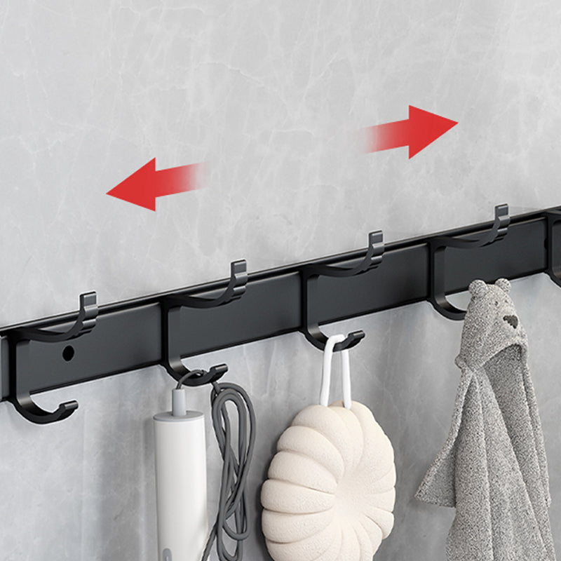 Classic Bath Hardware Set in Aluminum Black Finish Robe Hooks/ Towel Bar