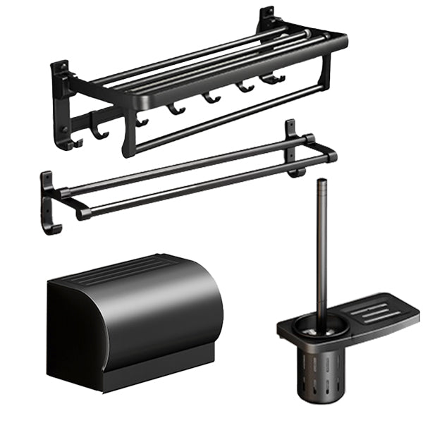 Classic Bath Hardware Set in Aluminum Black Finish Robe Hooks/ Towel Bar