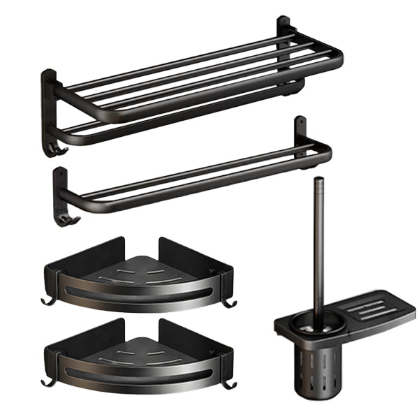 Classic Bath Hardware Set in Aluminum Black Finish Robe Hooks/ Towel Bar