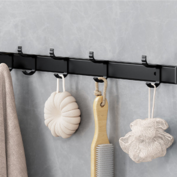 Classic Bath Hardware Set in Aluminum Black Finish Robe Hooks/ Towel Bar