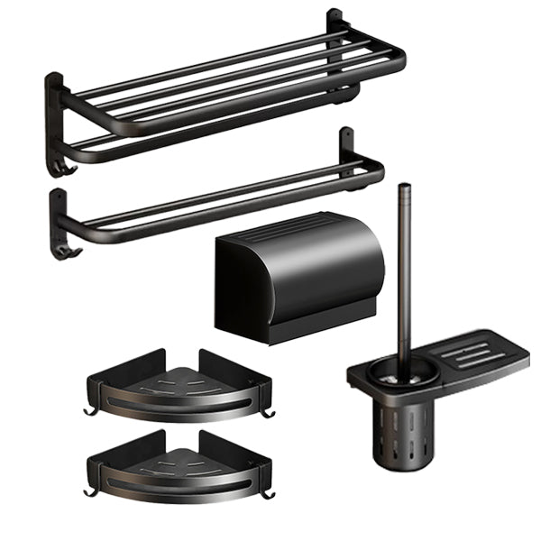 Classic Bath Hardware Set in Aluminum Black Finish Robe Hooks/ Towel Bar