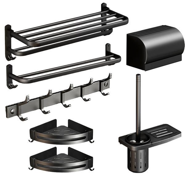 Classic Bath Hardware Set in Aluminum Black Finish Robe Hooks/ Towel Bar