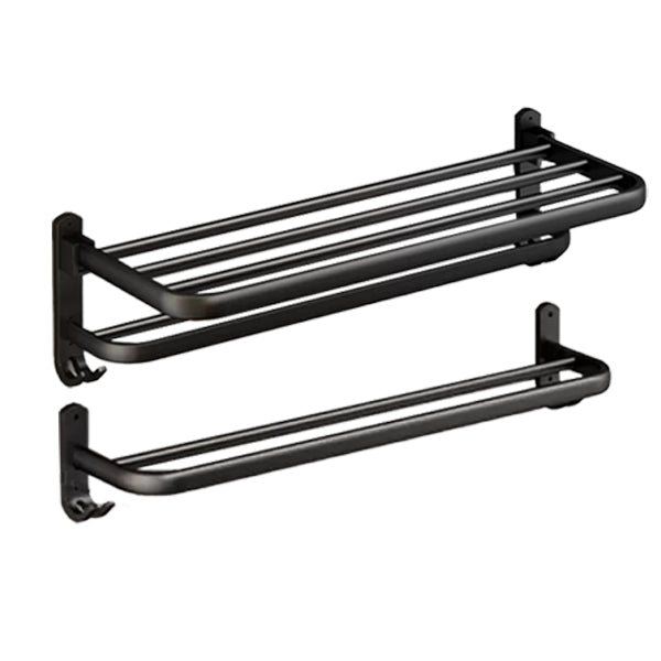 Classic Bath Hardware Set in Aluminum Black Finish Robe Hooks/ Towel Bar