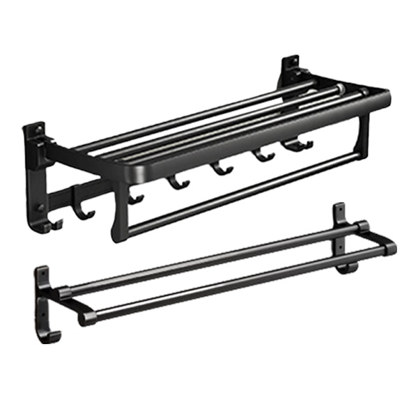 Classic Bath Hardware Set in Aluminum Black Finish Robe Hooks/ Towel Bar