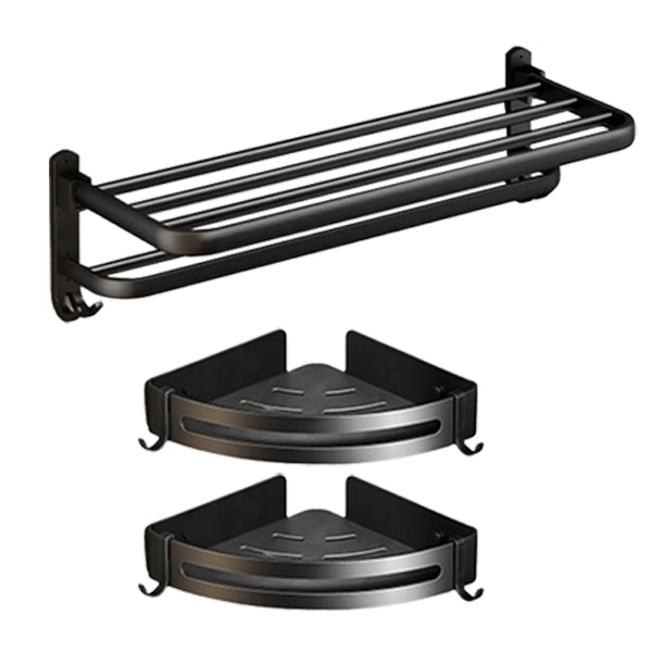 Classic Bath Hardware Set in Aluminum Black Finish Robe Hooks/ Towel Bar