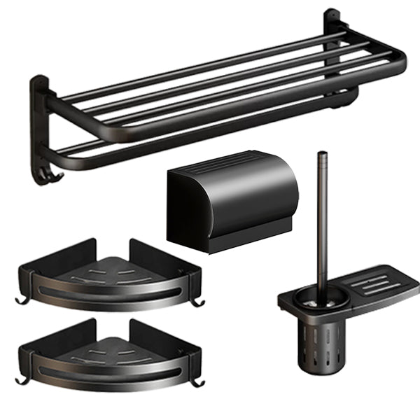 Classic Bath Hardware Set in Aluminum Black Finish Robe Hooks/ Towel Bar