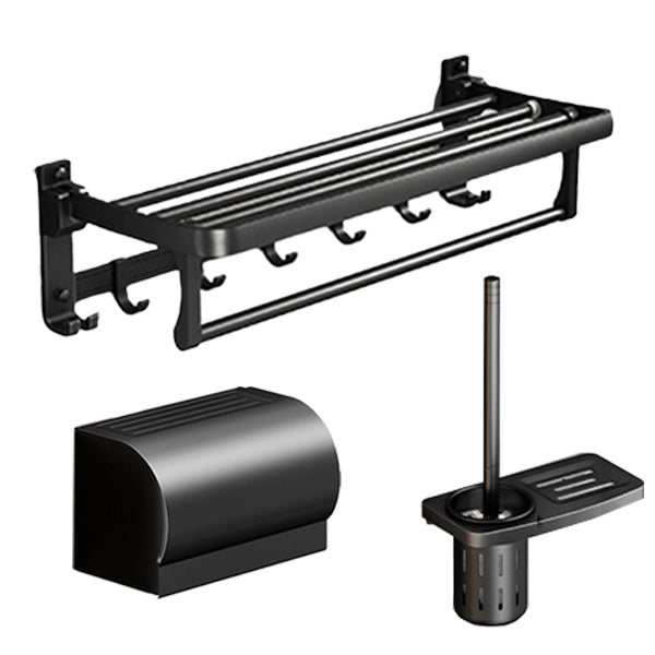 Classic Bath Hardware Set in Aluminum Black Finish Robe Hooks/ Towel Bar