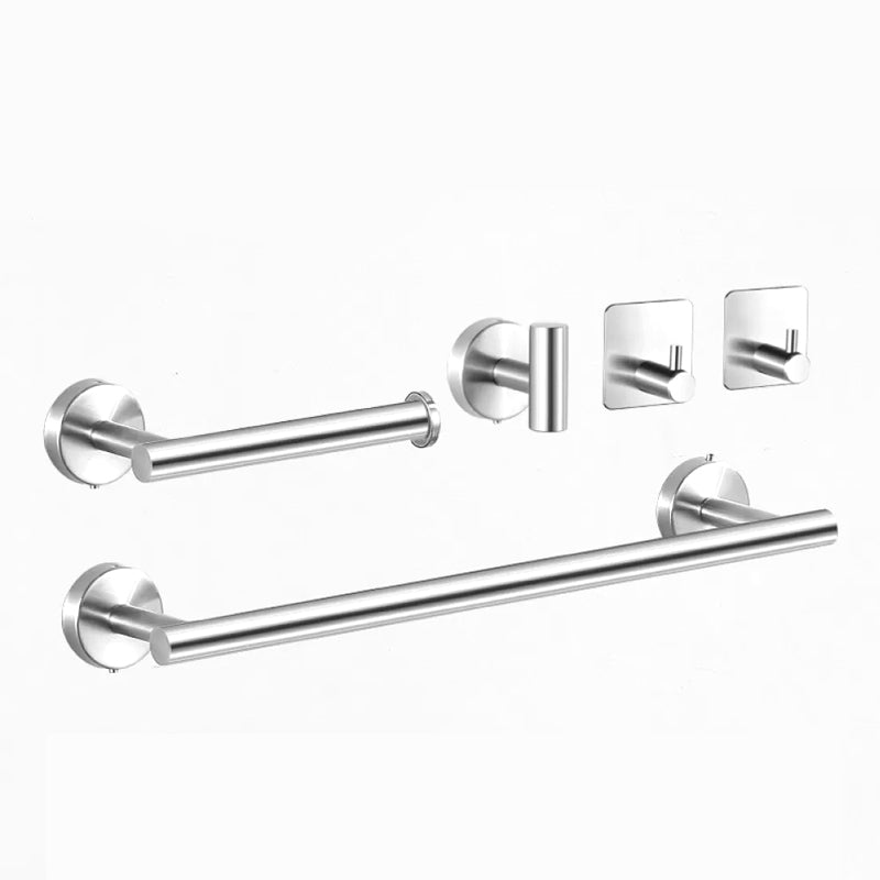 Modern Stainless Steel Bathroom Hardware Set Brushed Chrome Towel Bar/Ring & Robe Hooks