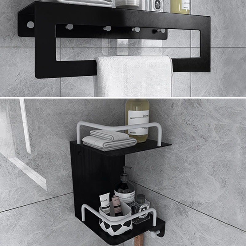 Black 6-Piece Bathroom Accessory Set Modern Shower Curtain Rod / Robe Hook and Towel Bar