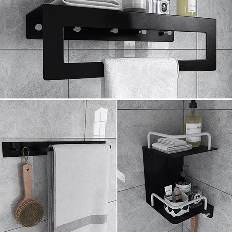 Black 6-Piece Bathroom Accessory Set Modern Shower Curtain Rod / Robe Hook and Towel Bar