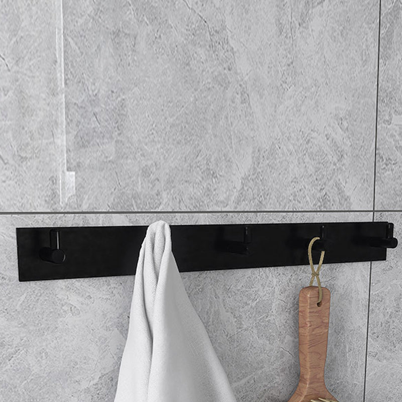 Black 6-Piece Bathroom Accessory Set Modern Shower Curtain Rod / Robe Hook and Towel Bar