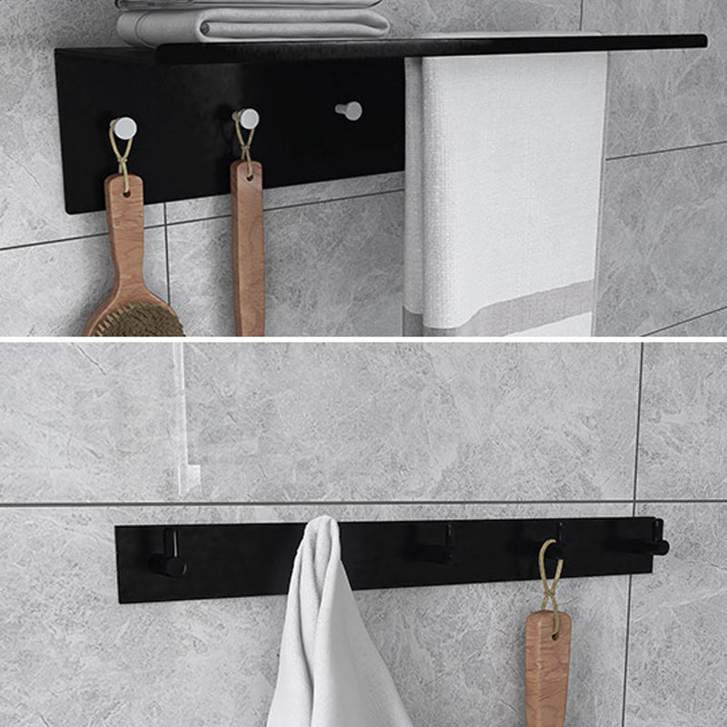 Black 6-Piece Bathroom Accessory Set Modern Shower Curtain Rod / Robe Hook and Towel Bar