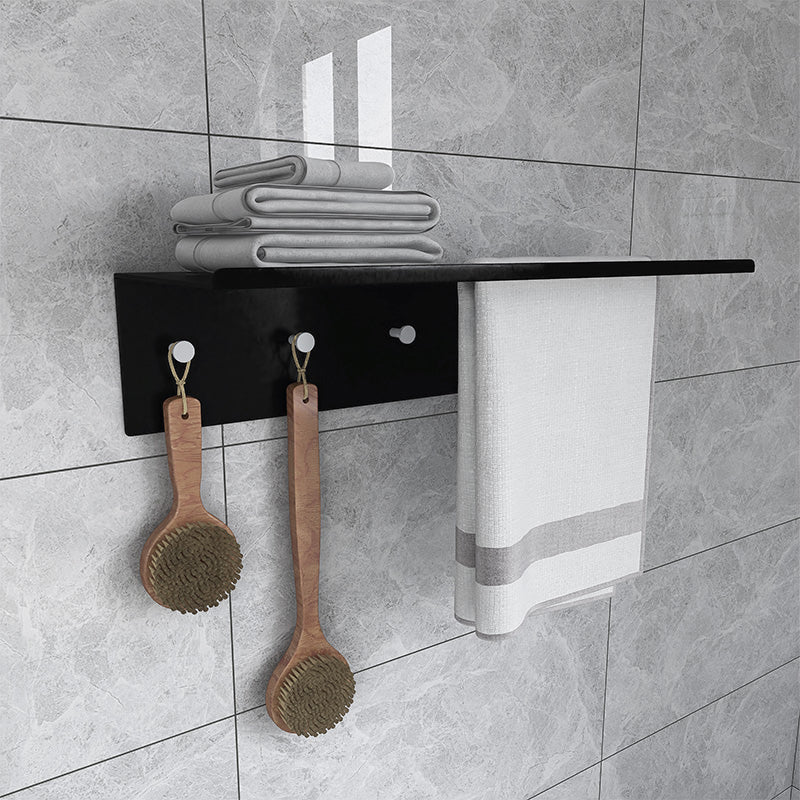 Black 6-Piece Bathroom Accessory Set Modern Shower Curtain Rod / Robe Hook and Towel Bar