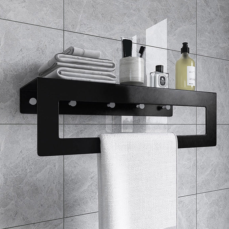 Black 6-Piece Bathroom Accessory Set Modern Shower Curtain Rod / Robe Hook and Towel Bar