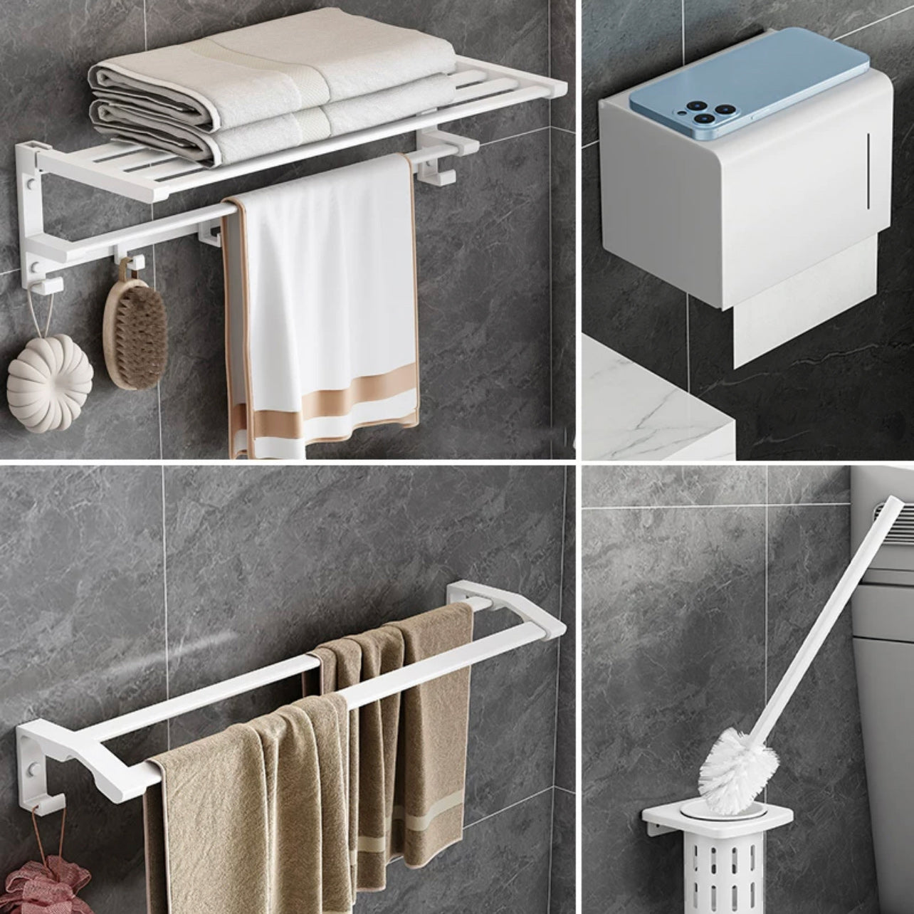 Modern White Bathroom Hardware Set Towel Bar Bath Shelf Bath Hardware Set