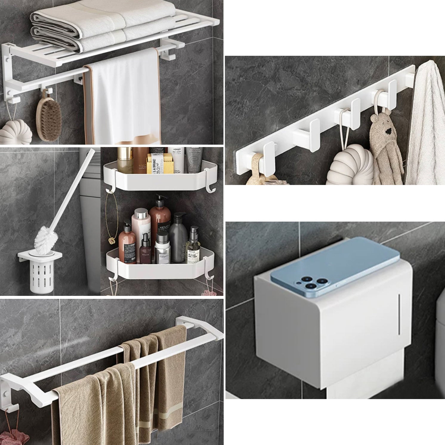 Modern White Bathroom Hardware Set Towel Bar Bath Shelf Bath Hardware Set