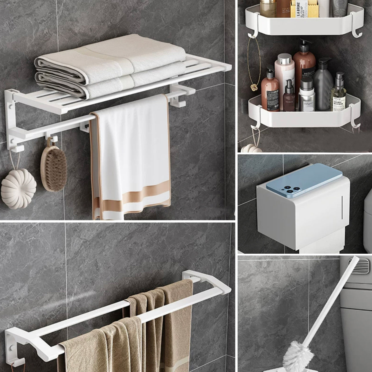 Modern White Bathroom Hardware Set Towel Bar Bath Shelf Bath Hardware Set