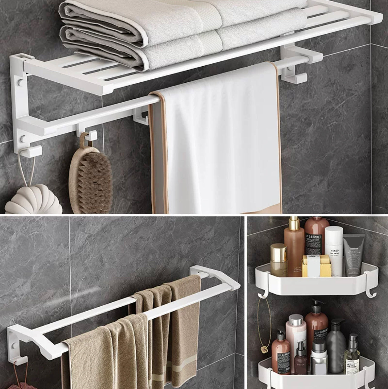 Modern White Bathroom Hardware Set Towel Bar Bath Shelf Bath Hardware Set