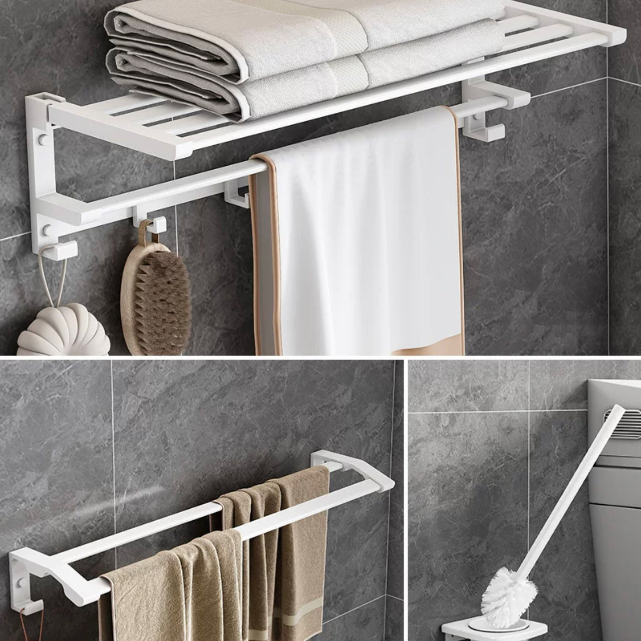 Modern White Bathroom Hardware Set Towel Bar Bath Shelf Bath Hardware Set