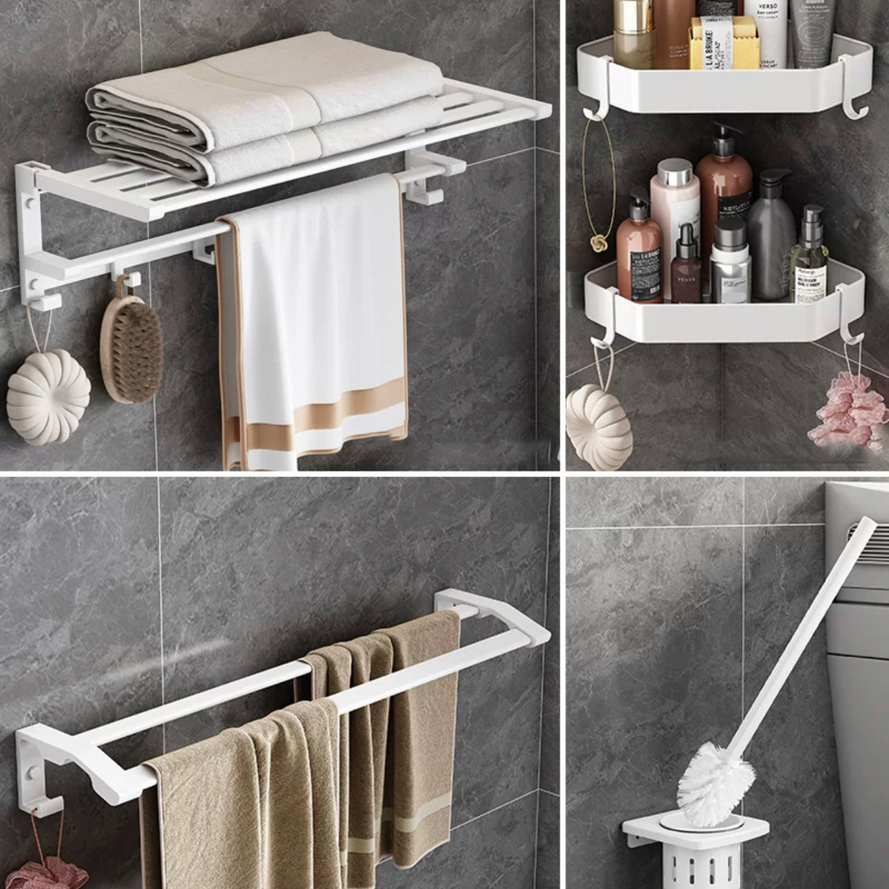 Modern White Bathroom Hardware Set Towel Bar Bath Shelf Bath Hardware Set