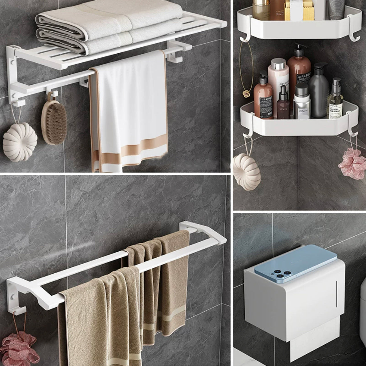 Modern White Bathroom Hardware Set Towel Bar Bath Shelf Bath Hardware Set