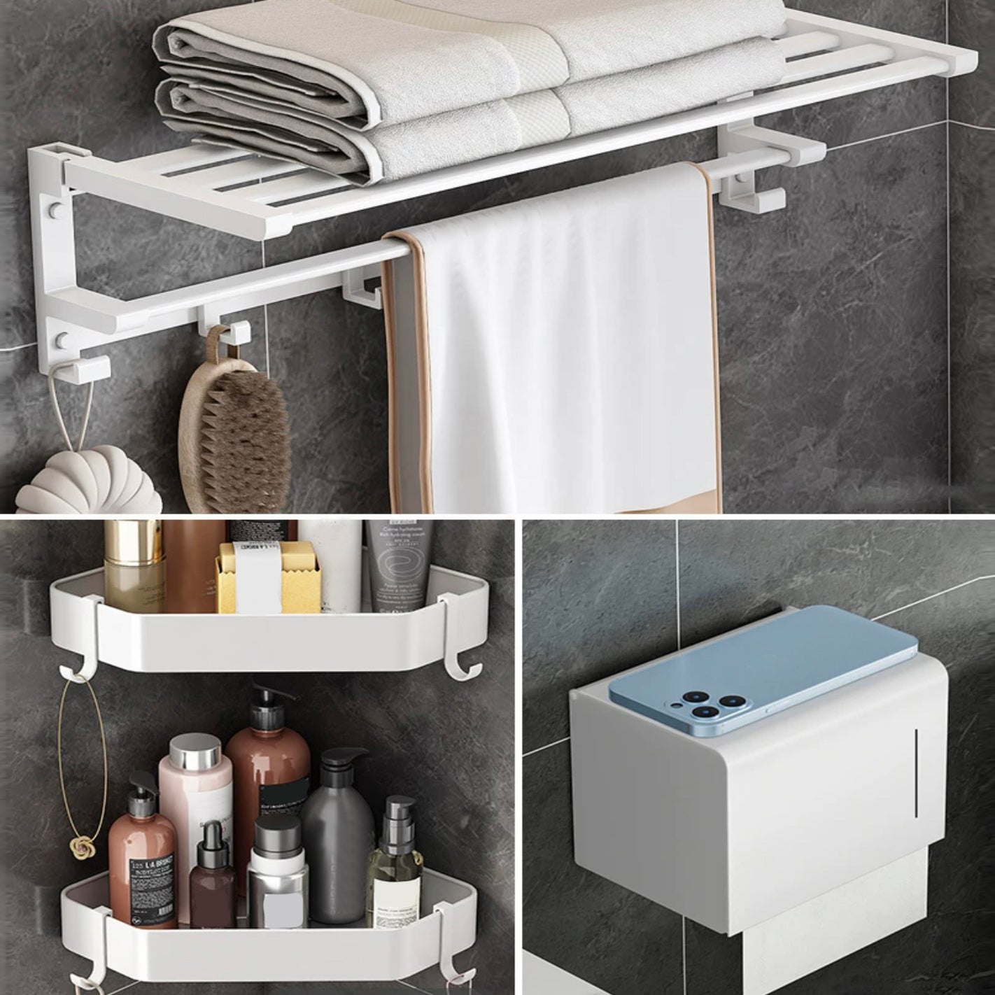 Modern White Bathroom Hardware Set Towel Bar Bath Shelf Bath Hardware Set