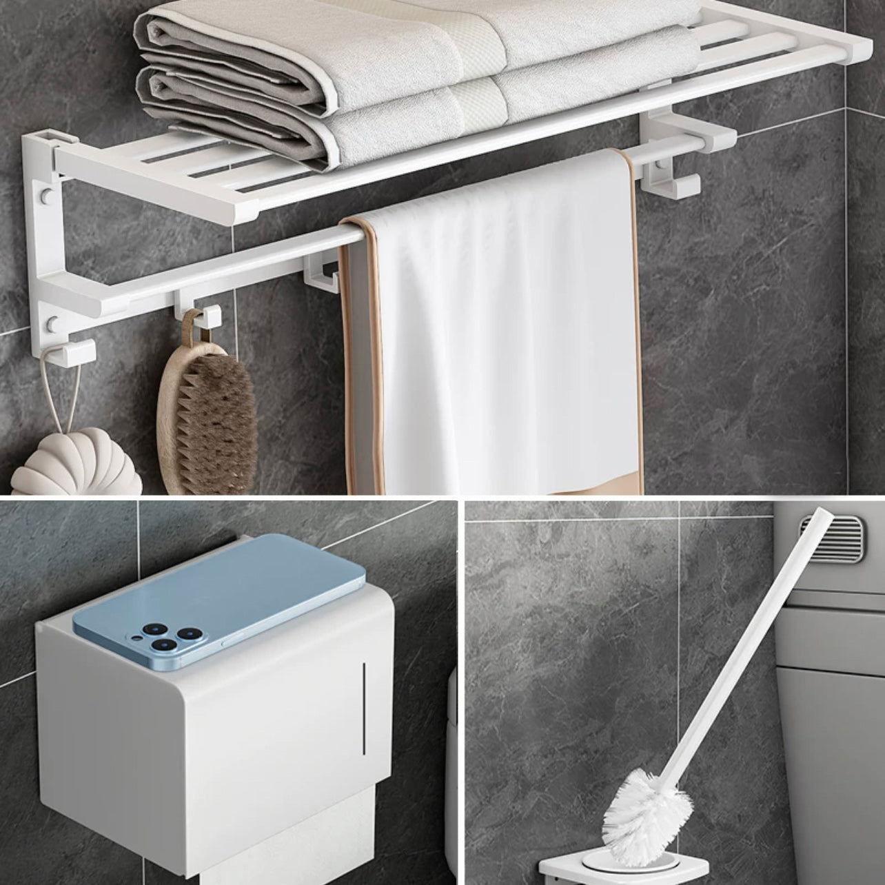 Modern White Bathroom Hardware Set Towel Bar Bath Shelf Bath Hardware Set