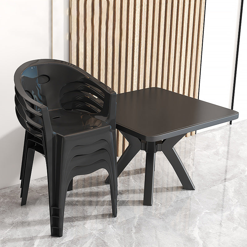 Plastic Contemporary Dining Table 28.3" Tall Square Dining Table