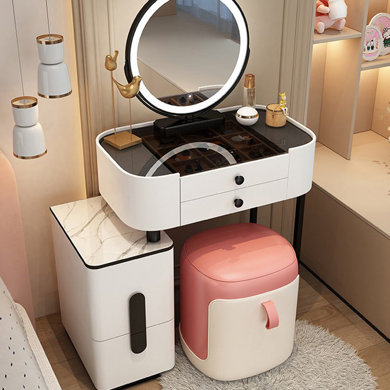 Modern Glass/Stone Top Make-up Vanity Mirror & Jewelry Dressing Table