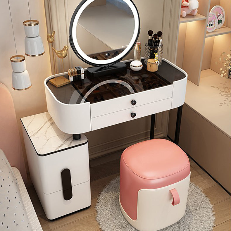 Modern Glass/Stone Top Make-up Vanity Mirror & Jewelry Dressing Table