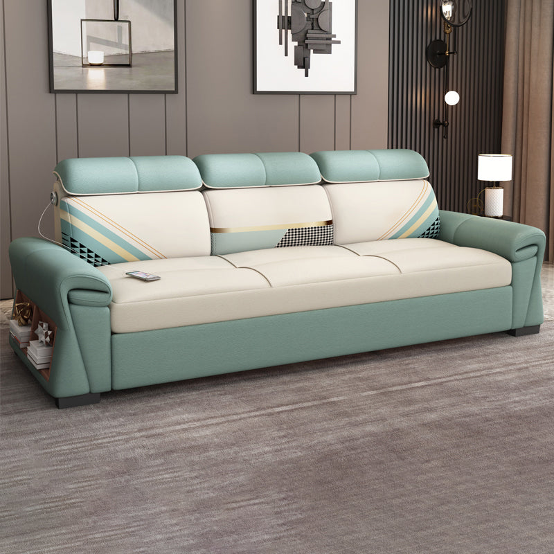 No Distressing Sofa Bed Faux Leather Water Resistant Sleeper Sofa with Storage