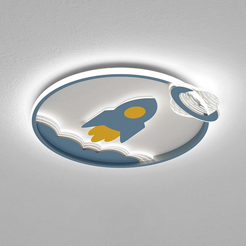 Rocket Shape Flush Light Modern Style Metal 3 Lights Flush Mount for Bedroom