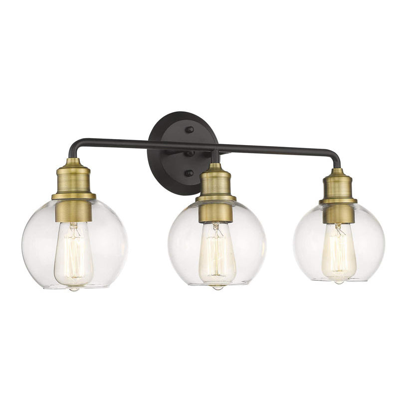 Gold & Black Traditional Bath Sconce 2 / 3 - Light Bathroom Lighting with Dome Glass Shade