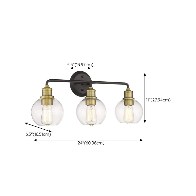 Gold & Black Traditional Bath Sconce 2 / 3 - Light Bathroom Lighting with Dome Glass Shade