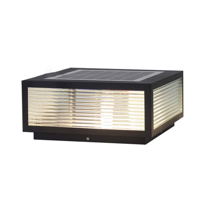 Modern Simple LED Pillar Lamp Glass Shade Solar Light for Backyard